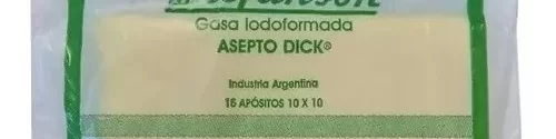 gasa iod1 GASA IODOFORMADA 10% 10 X 10 X 16 DICKINSON (*)