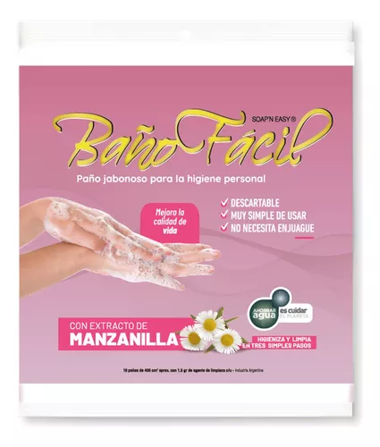 PAÑO JABONOSO MANZANILLA X 10 BAÑO FACIL