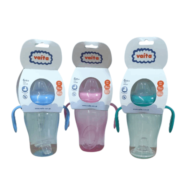 VASO CON TETINA ANTIDERRAME Y ASAS CELESTE
